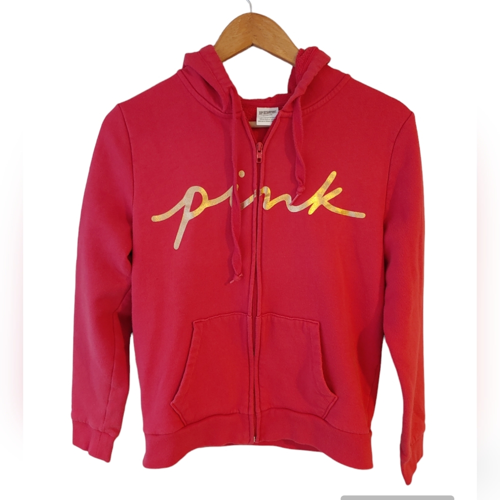 PINK by Victoria's Secret Tee and Gold Long Sleeve Zip Front Hoodie Size M